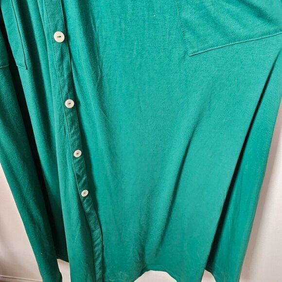 EUC LIKE NEW GREEN SCOOP NECK BUTTON DOWN SUPER MAXI LONGSLEEVE DRESS SIZE SMALL - Picture 8 of 15